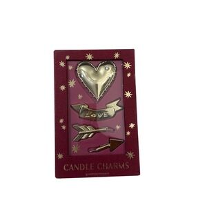 Anthropologie Candle Charm Set Gold Heart Love‎ Banner Arrow Pins 5"Hx3"Lx1"W